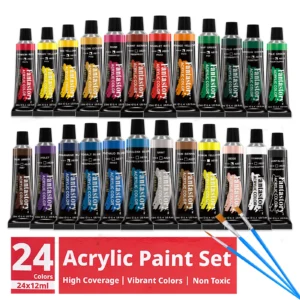 Acrylic Paint Set with Brushes